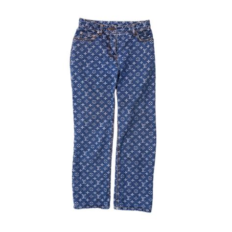 louis vuitton aw18 pop up monogram denim|Louis Vuitton wide leg jeans.